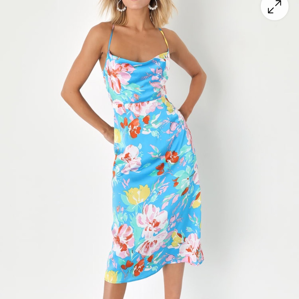 Floral Blue Midi Dress